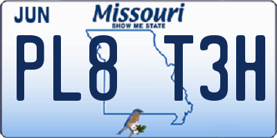 MO license plate PL8T3H