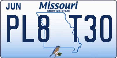 MO license plate PL8T3O