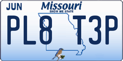 MO license plate PL8T3P