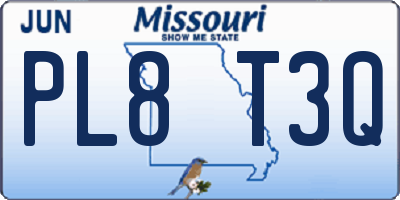 MO license plate PL8T3Q