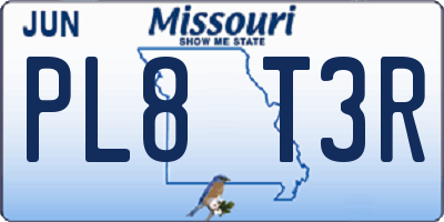 MO license plate PL8T3R