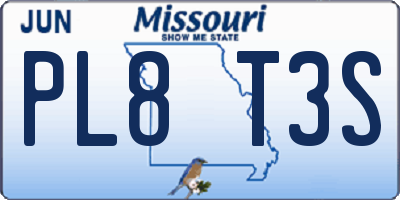 MO license plate PL8T3S