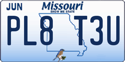 MO license plate PL8T3U