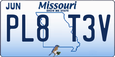 MO license plate PL8T3V