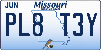 MO license plate PL8T3Y