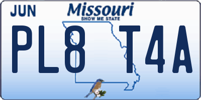 MO license plate PL8T4A