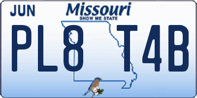 MO license plate PL8T4B