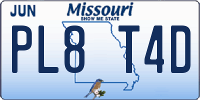 MO license plate PL8T4D