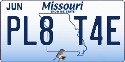 MO license plate PL8T4E