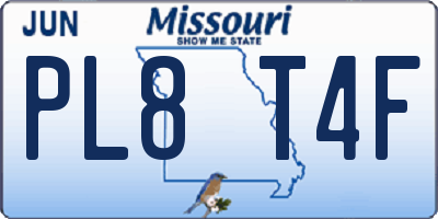 MO license plate PL8T4F