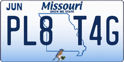 MO license plate PL8T4G