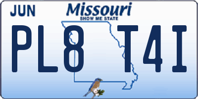 MO license plate PL8T4I