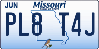 MO license plate PL8T4J