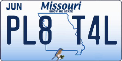 MO license plate PL8T4L