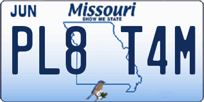 MO license plate PL8T4M