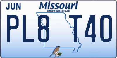 MO license plate PL8T4O