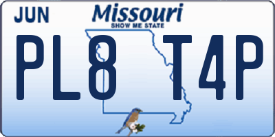 MO license plate PL8T4P