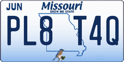 MO license plate PL8T4Q
