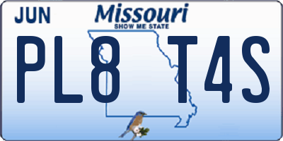 MO license plate PL8T4S