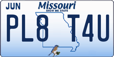 MO license plate PL8T4U