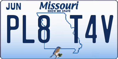 MO license plate PL8T4V