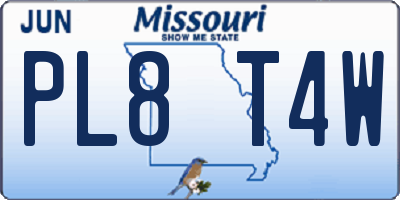 MO license plate PL8T4W