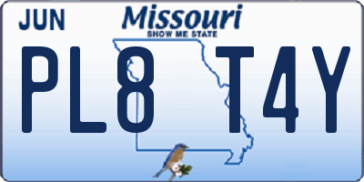 MO license plate PL8T4Y