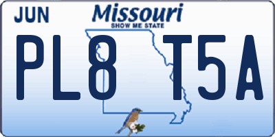 MO license plate PL8T5A