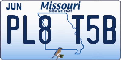 MO license plate PL8T5B