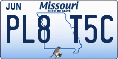 MO license plate PL8T5C