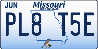 MO license plate PL8T5E