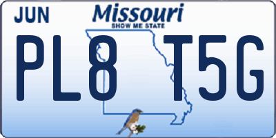 MO license plate PL8T5G