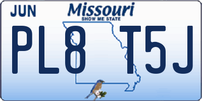 MO license plate PL8T5J