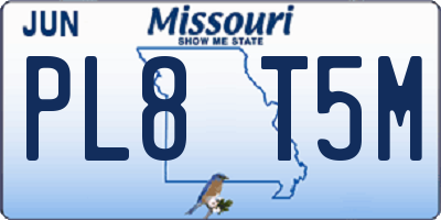 MO license plate PL8T5M