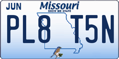 MO license plate PL8T5N