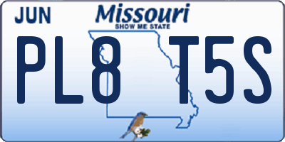 MO license plate PL8T5S
