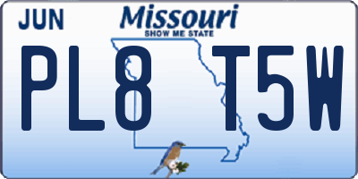 MO license plate PL8T5W