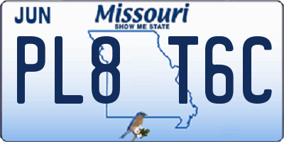 MO license plate PL8T6C