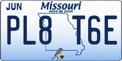MO license plate PL8T6E