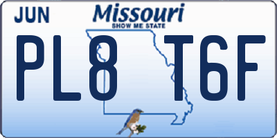 MO license plate PL8T6F