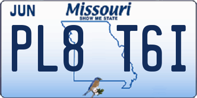 MO license plate PL8T6I