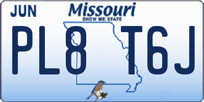 MO license plate PL8T6J
