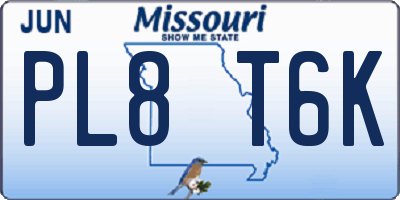 MO license plate PL8T6K
