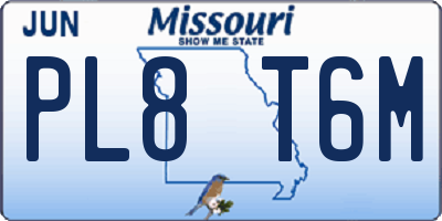 MO license plate PL8T6M