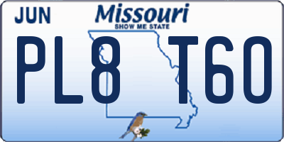 MO license plate PL8T6O