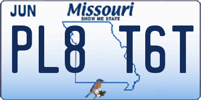 MO license plate PL8T6T