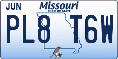 MO license plate PL8T6W