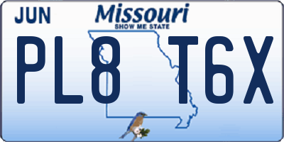 MO license plate PL8T6X