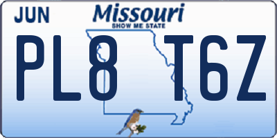 MO license plate PL8T6Z