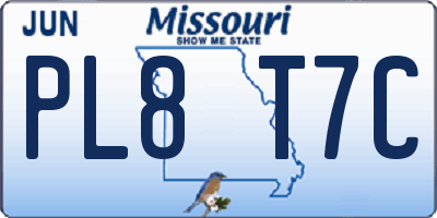 MO license plate PL8T7C